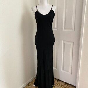 PJLA Textured Backless Slinky Maxi Dress Black Size Med Crisscross Back  B19